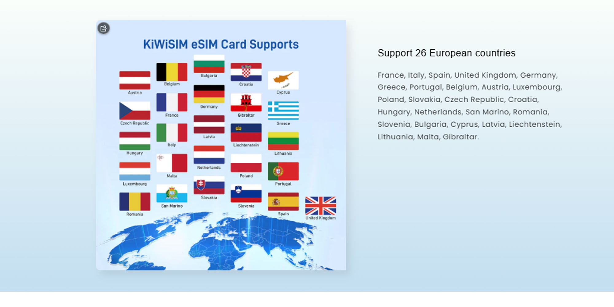 Europe eSIM (33 Countries) - 1GB/Day to Unlimited - 3-7 Days Travel Plan 2000x1000 图1